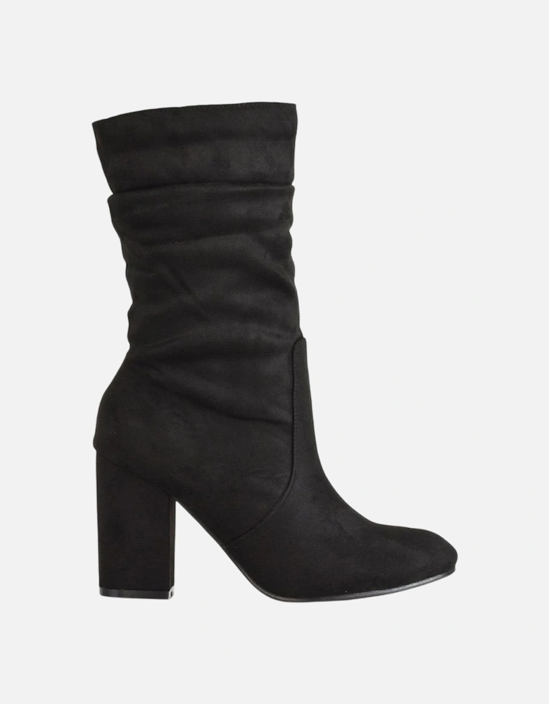 Womens/Ladies Belle Ruched Medium Block Heel Boots