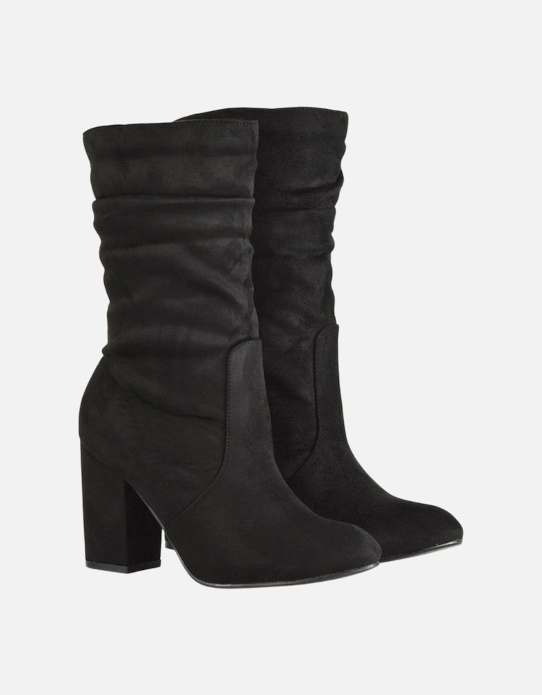 Womens/Ladies Belle Ruched Medium Block Heel Boots