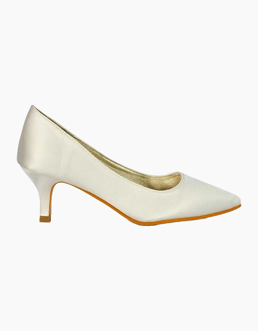 Women's XY London Womens/Ladies Gwyneth Pointed Mid Stiletto Kitten Court Shoes - Cream - Size: 6