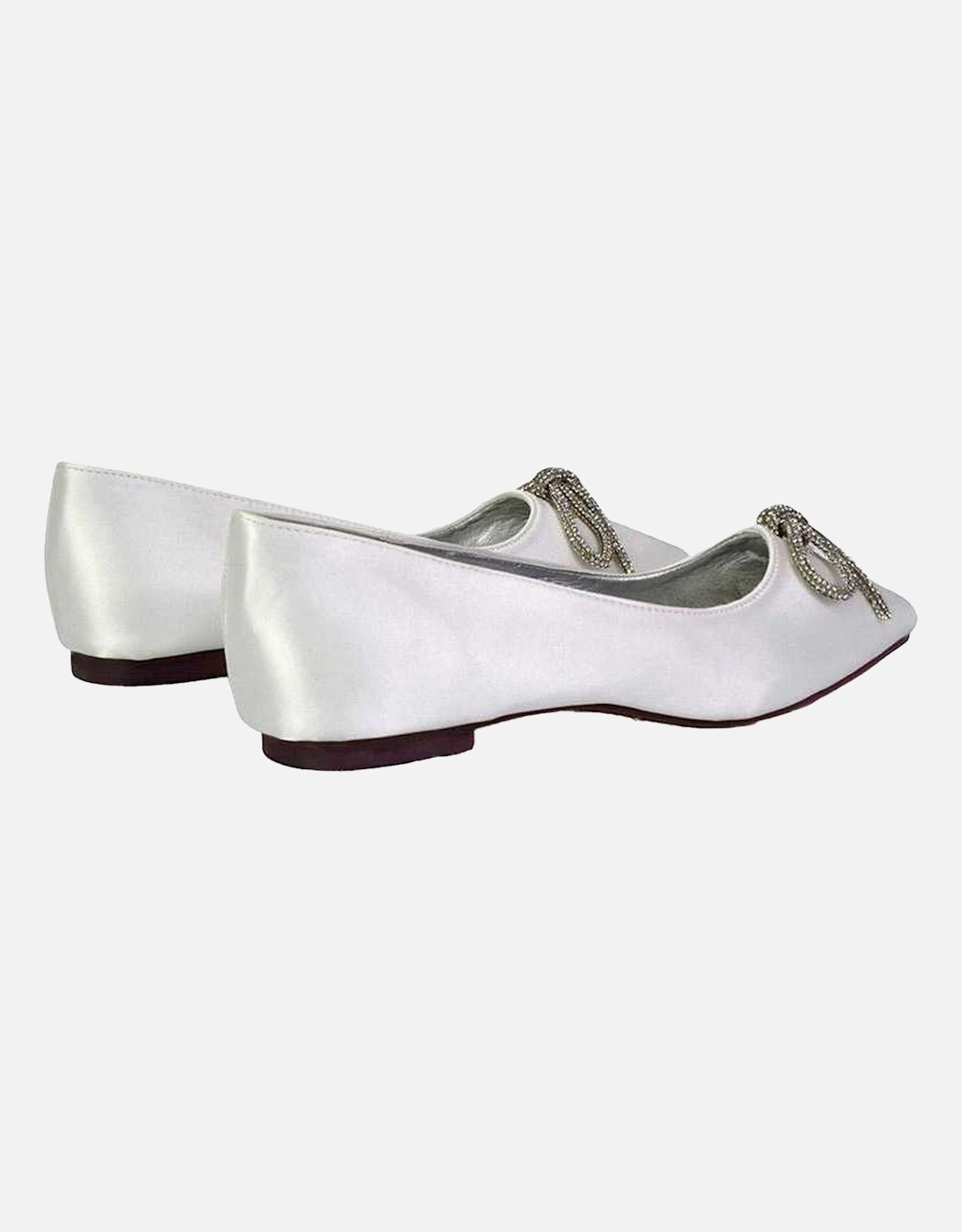 Womens/Ladies Blossom Bow Diamante Pointed Ballerina Flats