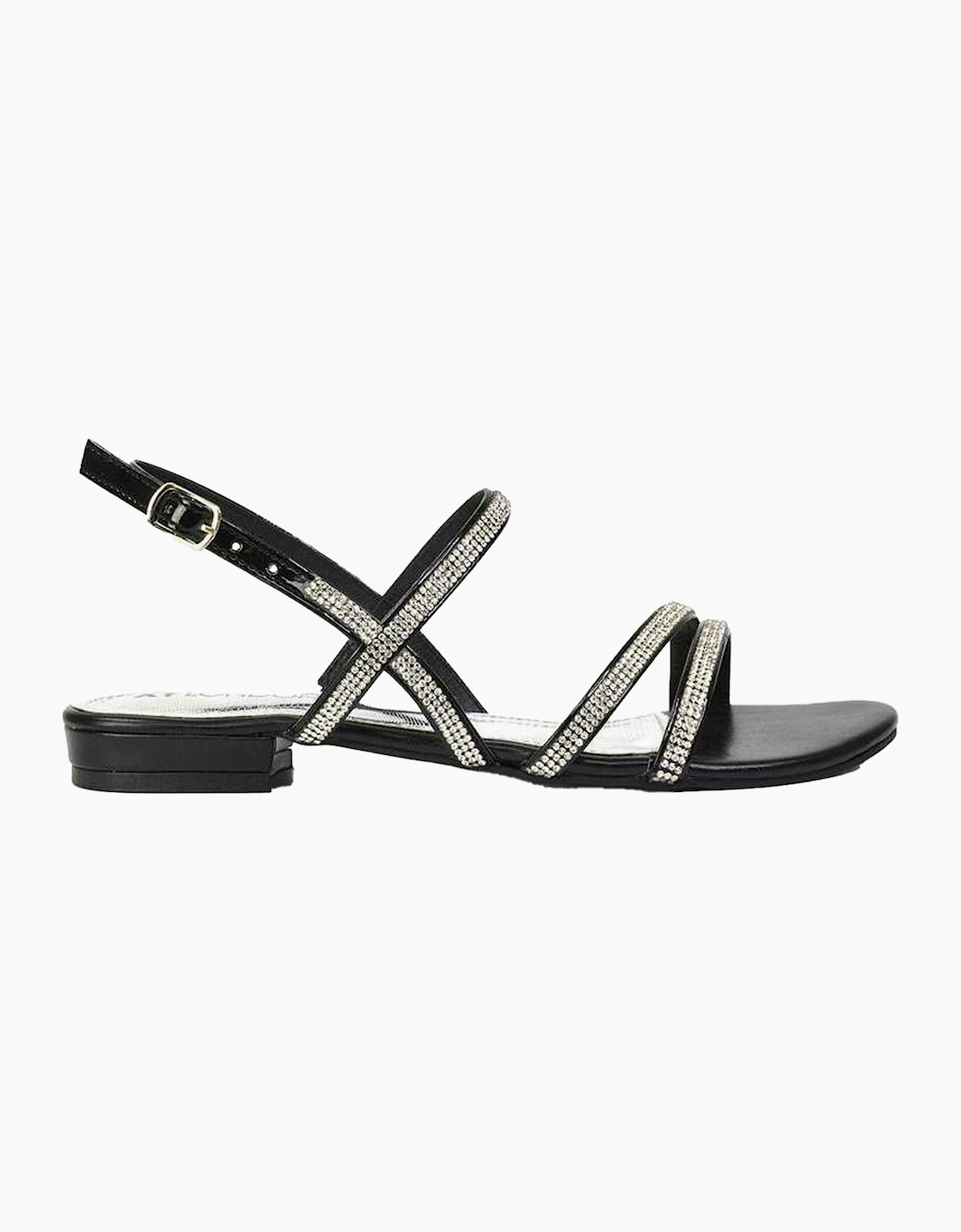 Women's XY London Womens/Ladies Orla Diamante Strappy Summer Flat Sandals - Silver - Size: 5