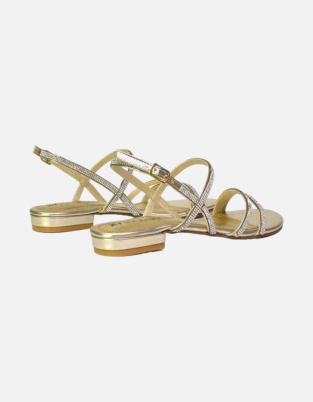 Womens/Ladies Orla Diamante Strappy Summer Flat Sandals