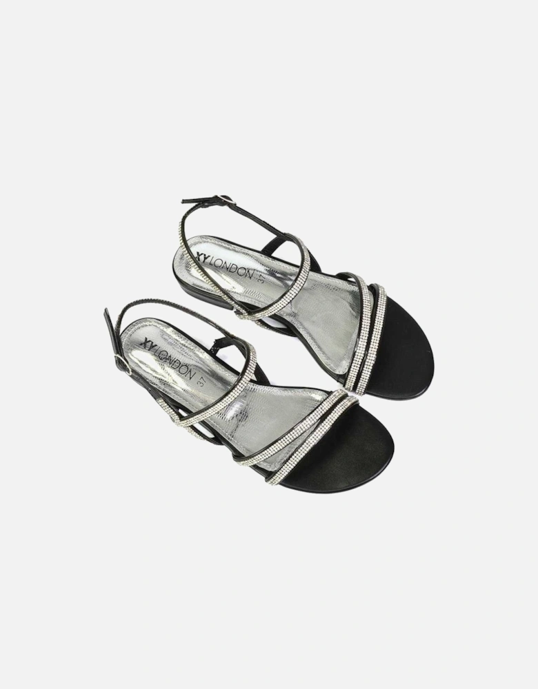 Womens/Ladies Orla Diamante Strappy Summer Flat Sandals