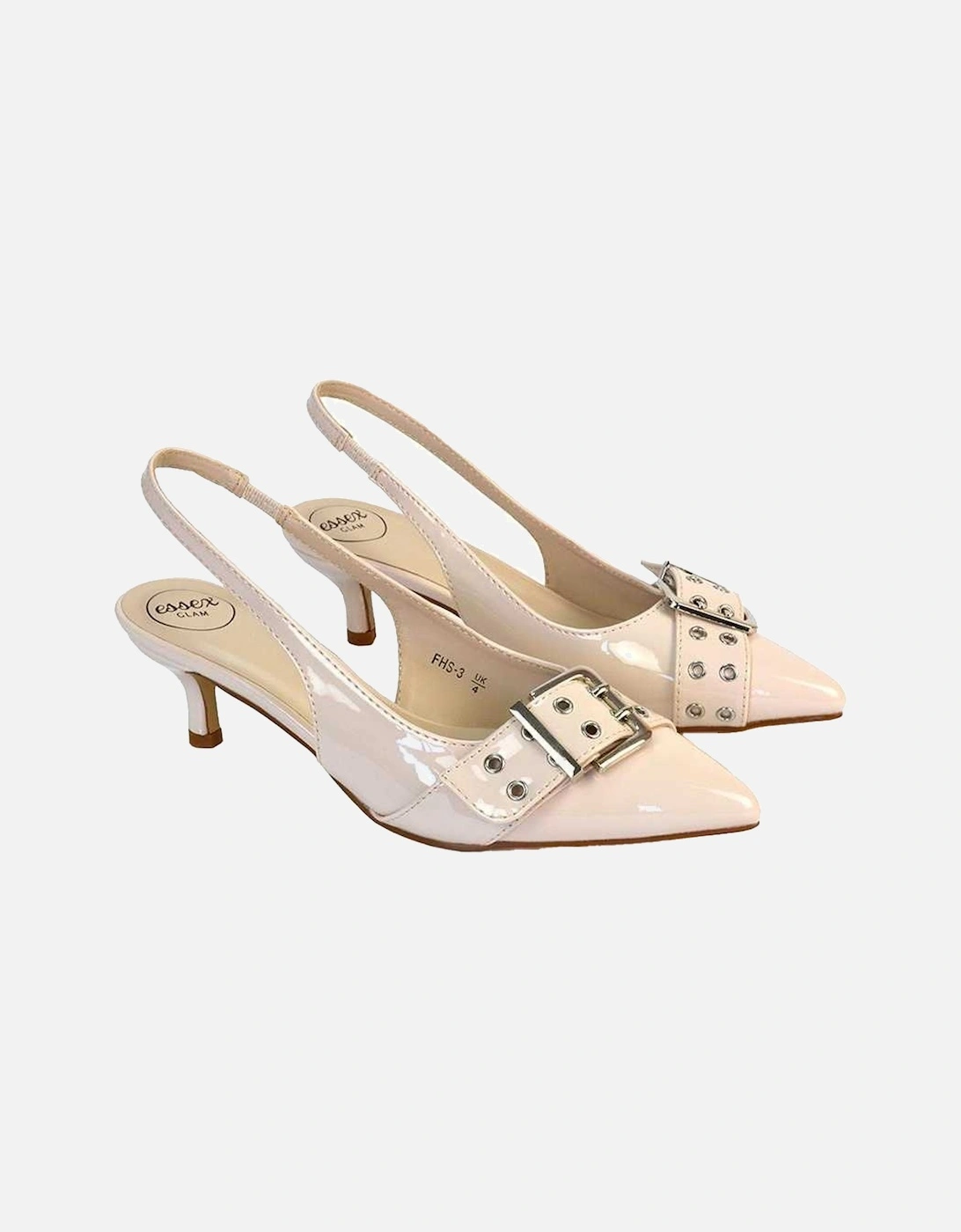 Womens/Ladies Lexi Patent Sling Back Buckle Detail Kitten Heel Sandals