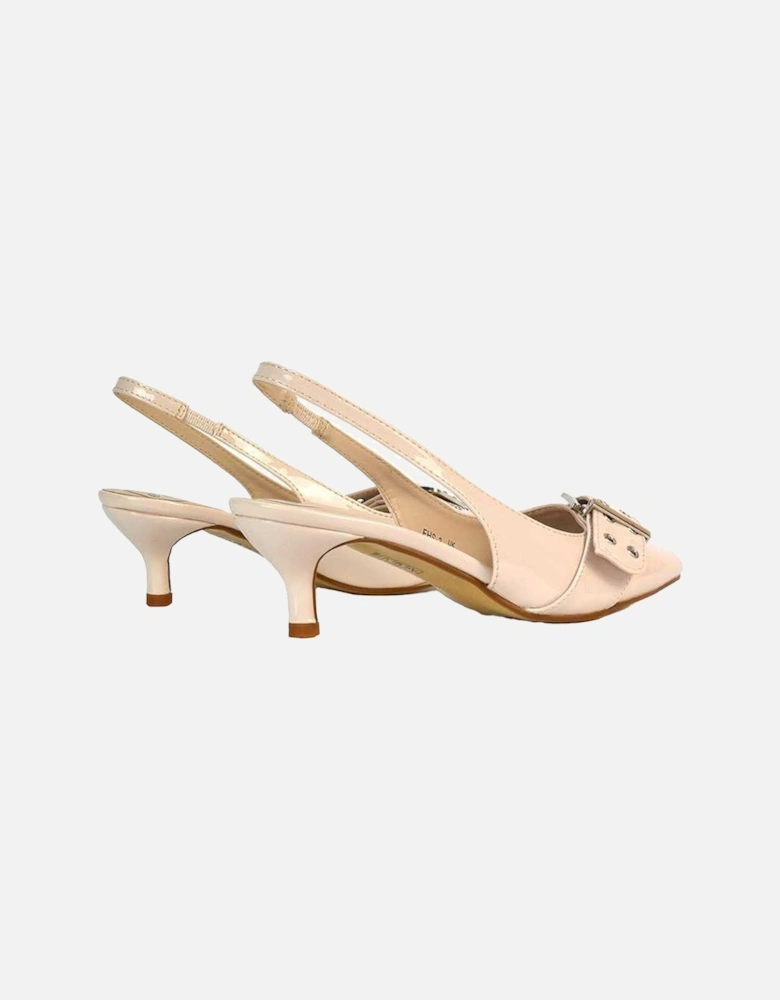 Womens/Ladies Lexi Patent Sling Back Buckle Detail Kitten Heel Sandals