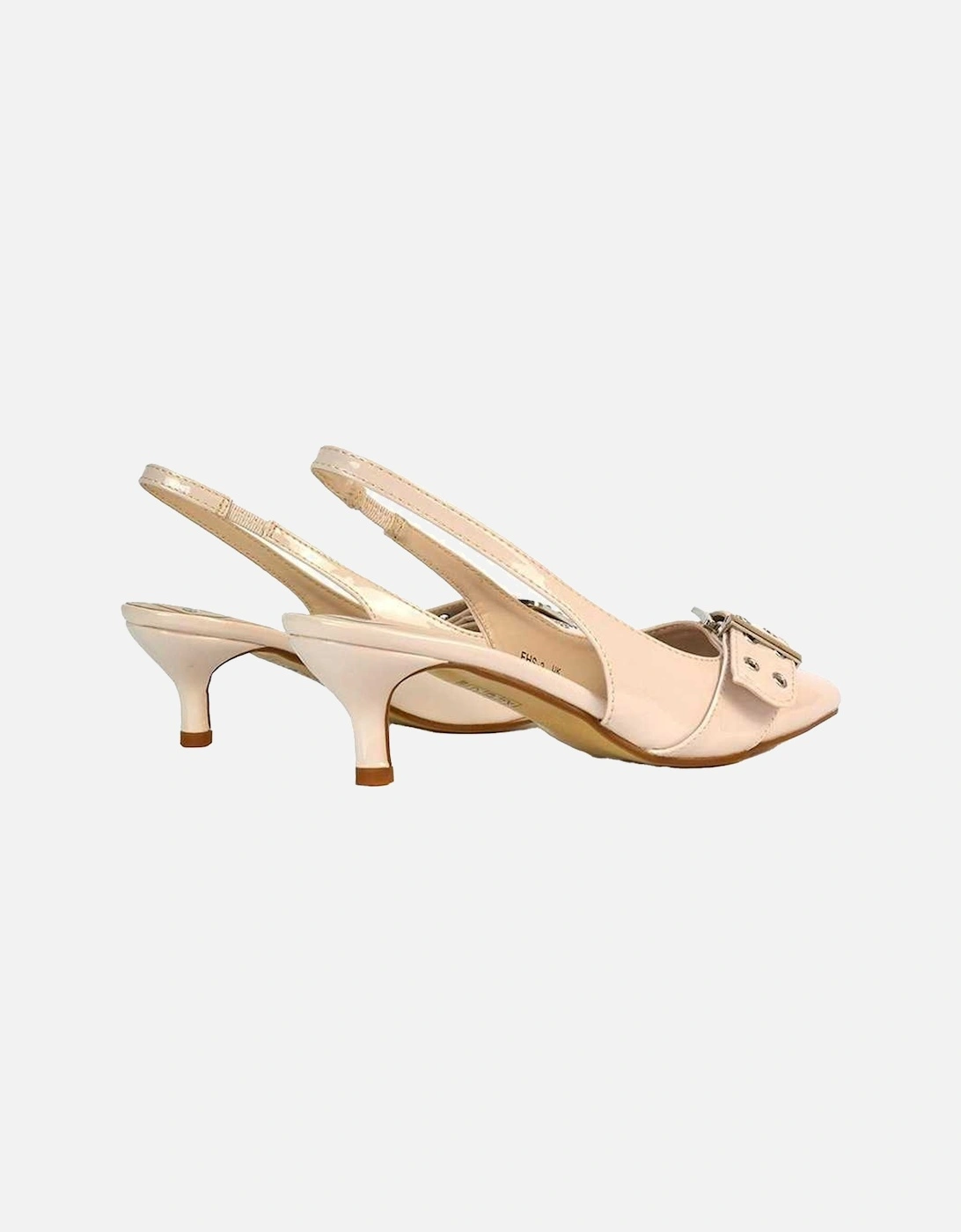 Womens/Ladies Lexi Patent Sling Back Buckle Detail Kitten Heel Sandals, 5 of 4