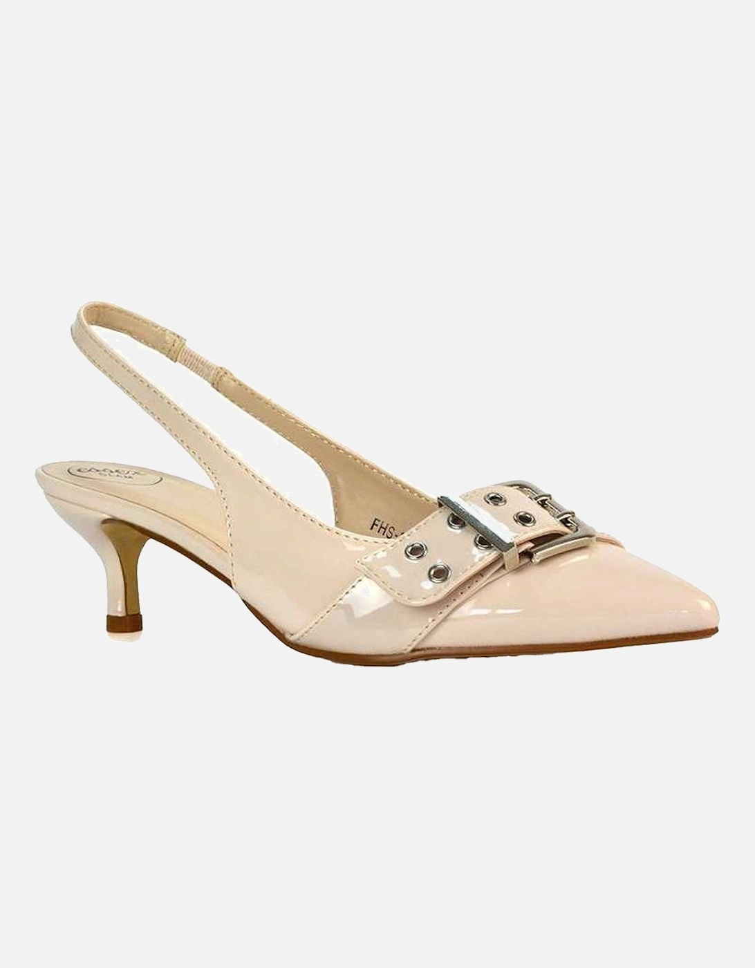 Womens/Ladies Lexi Patent Sling Back Buckle Detail Kitten Heel Sandals, 6 of 5