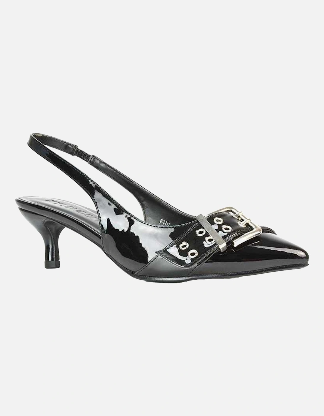 Womens/Ladies Lexi Patent Sling Back Buckle Detail Kitten Heel Sandals