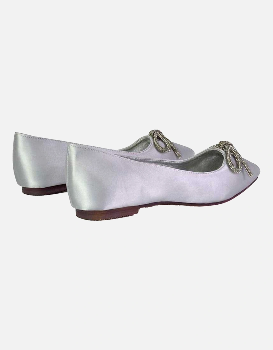 Womens/Ladies Blossom Bow Diamante Pointed Ballerina Flats