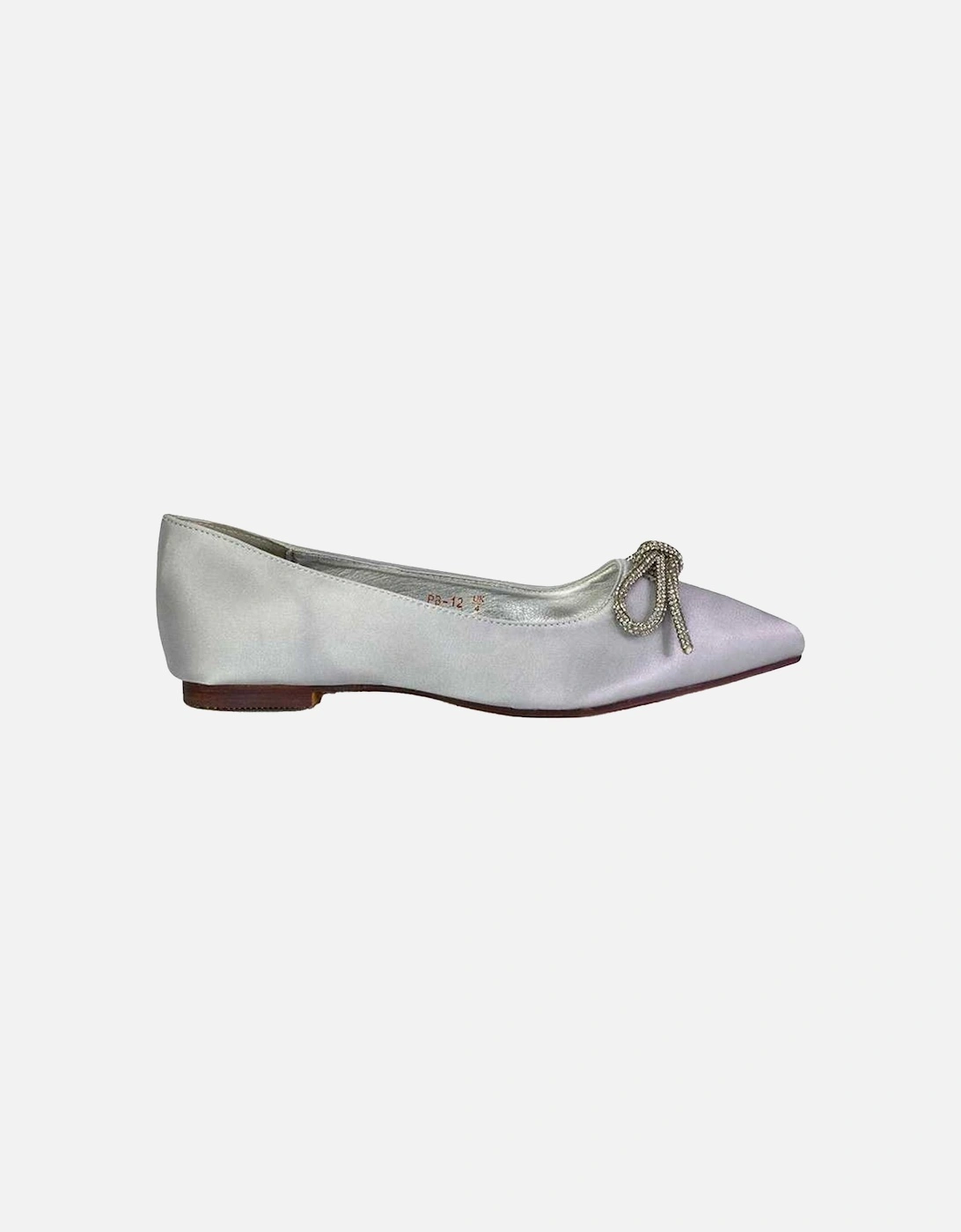 Womens/Ladies Blossom Bow Diamante Pointed Ballerina Flats, 4 of 3