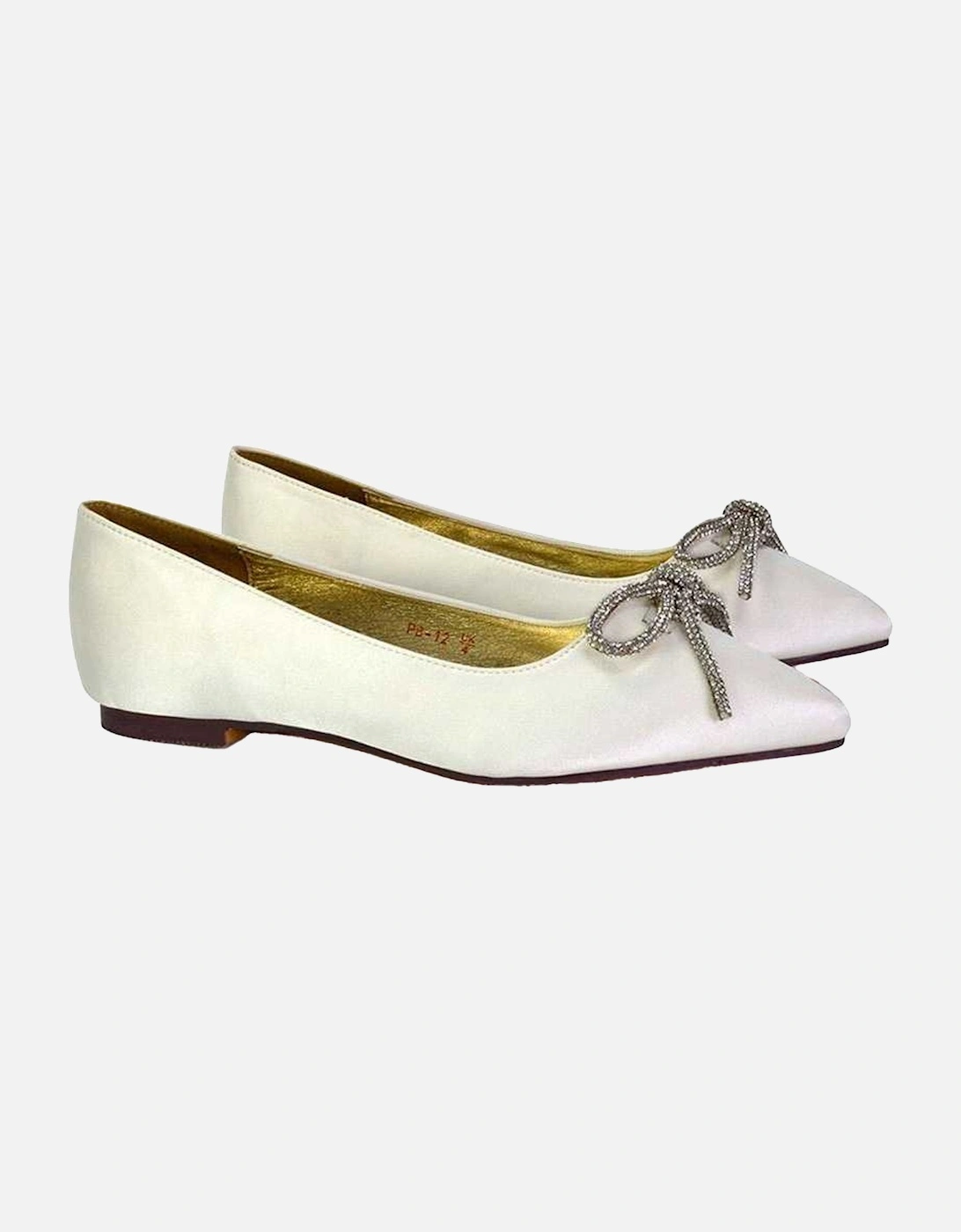 Womens/Ladies Blossom Bow Diamante Pointed Ballerina Flats