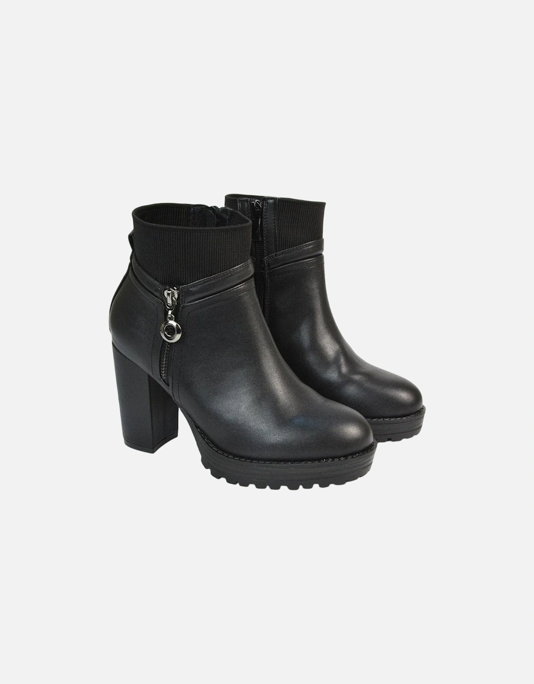 Womens/Ladies Caitlin Zip High Block Heel Ankle Boots