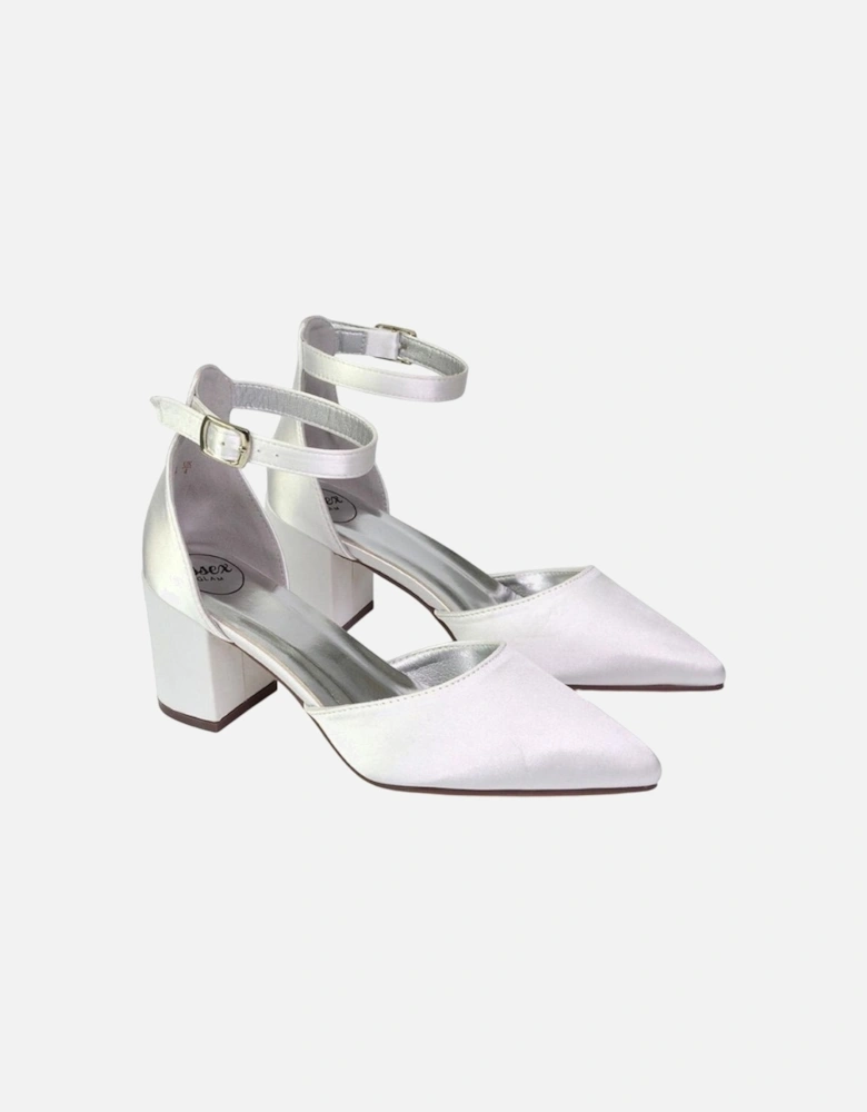 Womens/Ladies Bronte Strappy Pointed Medium Block Heel Court Shoes