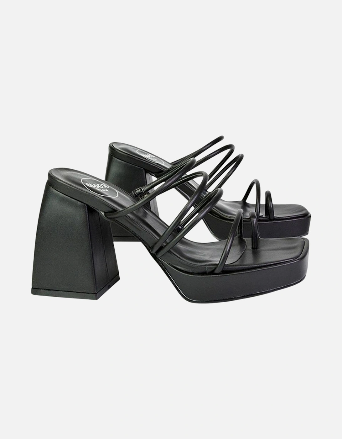 Womens/Ladies Colt Strappy Square Toe High Block Heel Mule Sandals