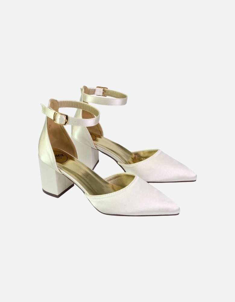 Womens/Ladies Bronte Strappy Pointed Medium Block Heel Court Shoes