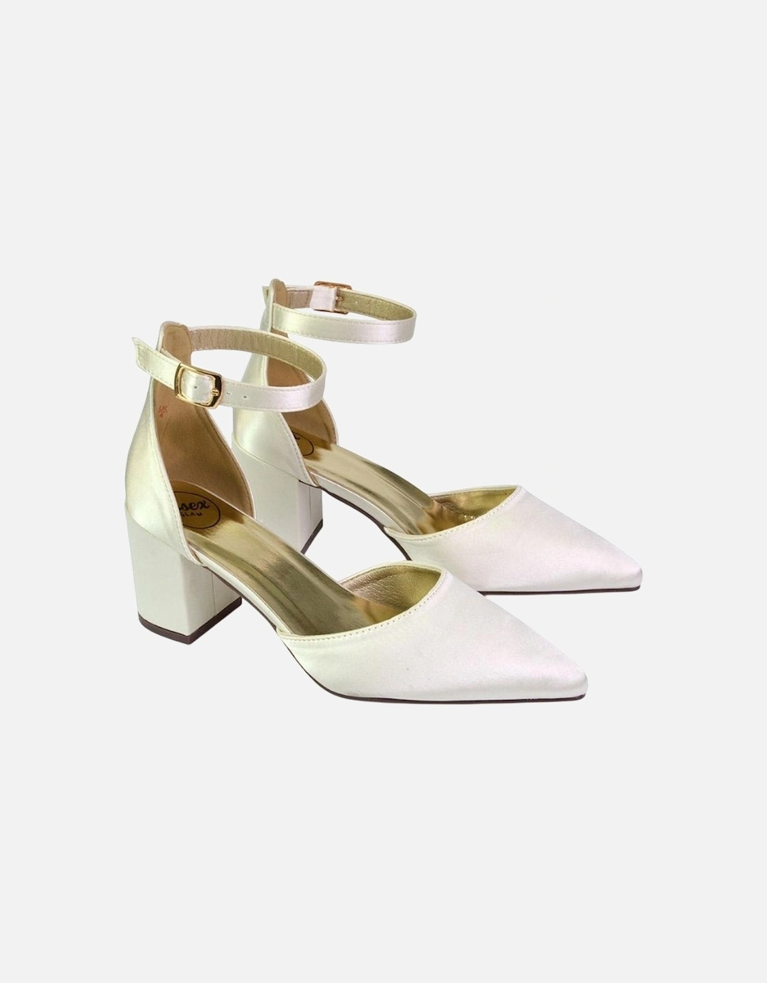 Womens/Ladies Bronte Strappy Pointed Medium Block Heel Court Shoes, 5 of 4