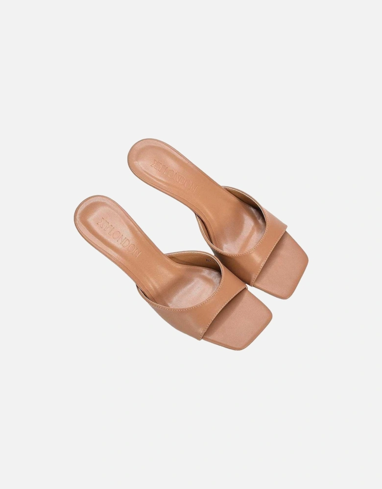 Womens/Ladies Jane Square Toe Kitten Heel Mule Sandals