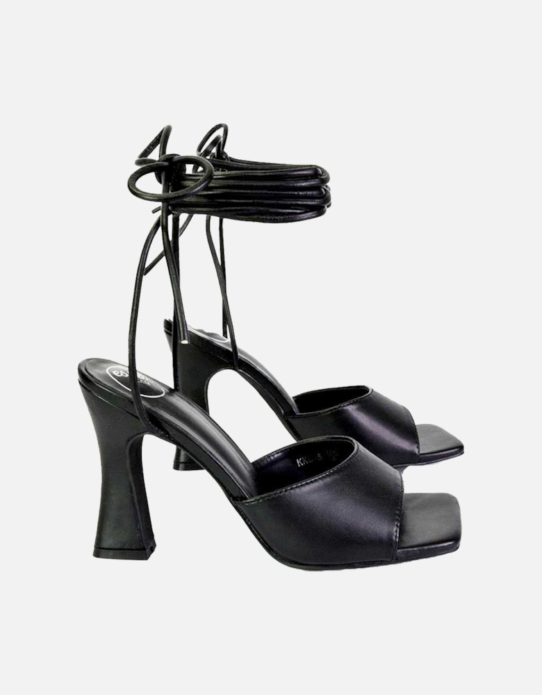 Womens/Ladies Flora Strappy Square Toe Block Heel High Heels