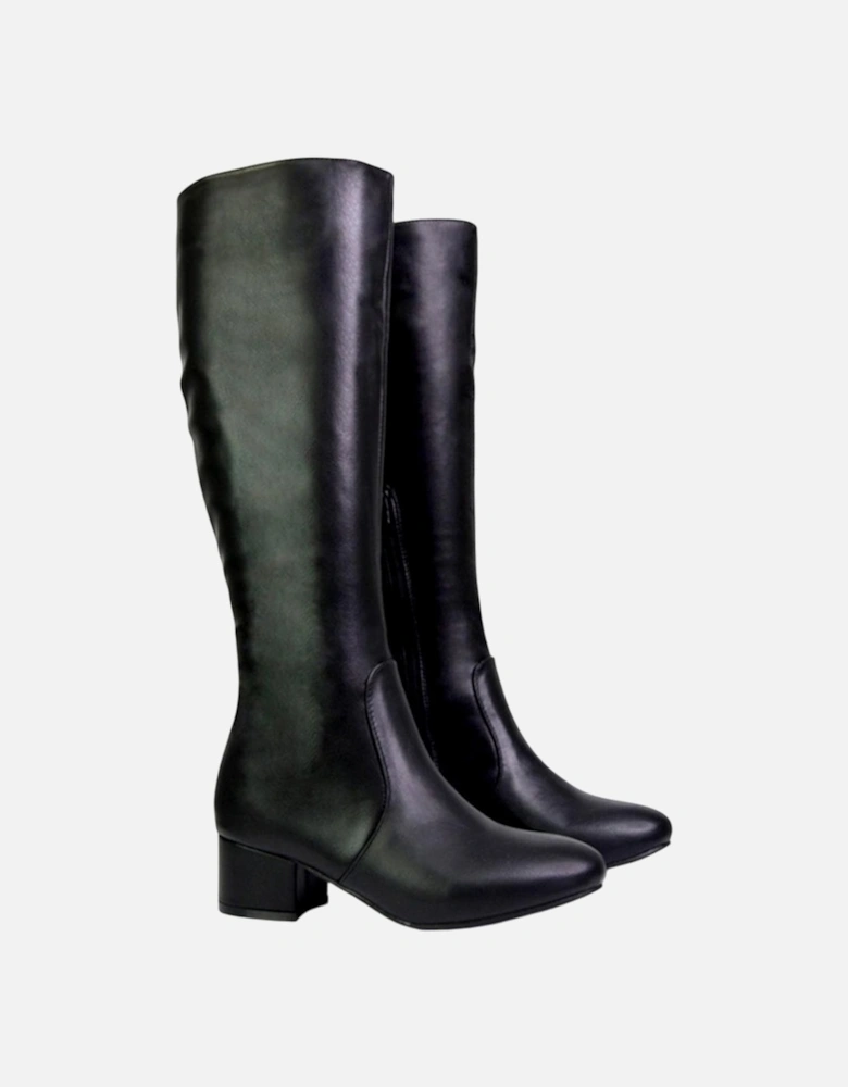 Womens/Ladies Block Heel Zipped Knee-High Boots