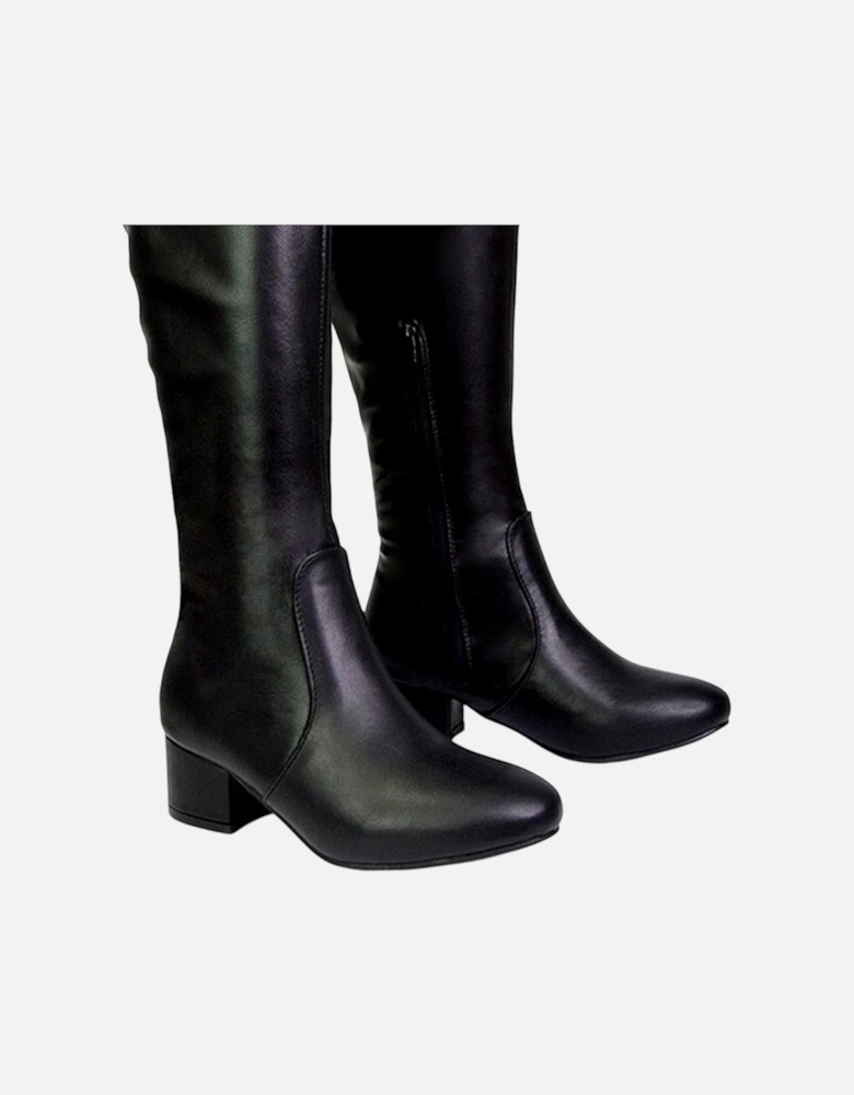 Womens/Ladies Block Heel Zipped Knee-High Boots