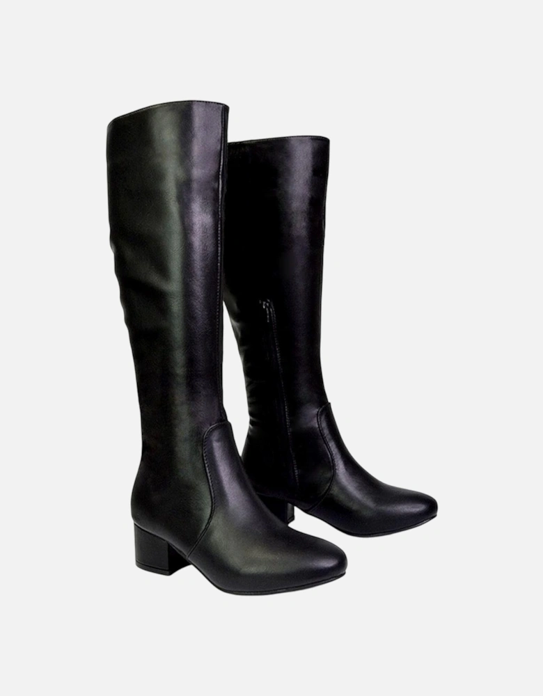 Womens/Ladies Block Heel Zipped Knee-High Boots