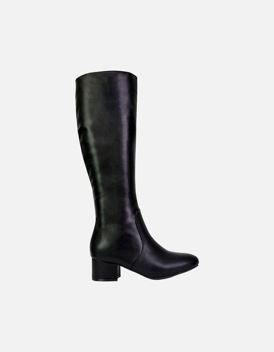Womens/Ladies Block Heel Zipped Knee-High Boots