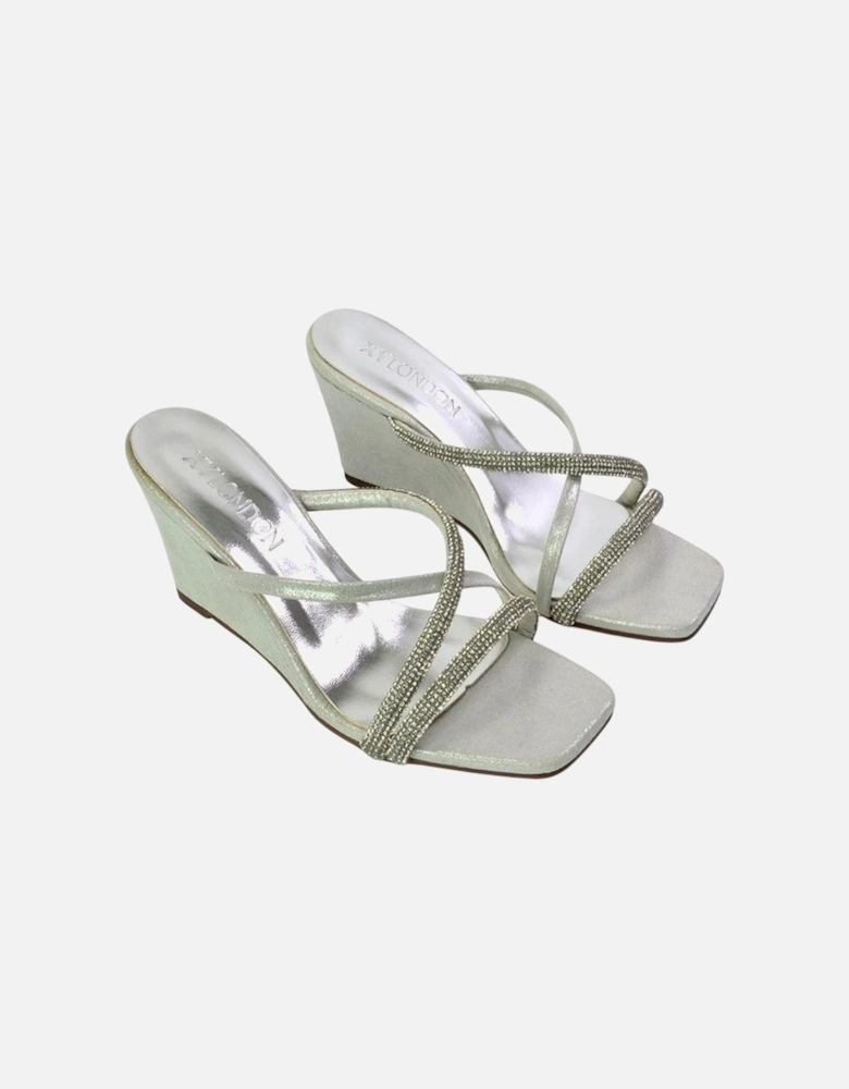 Womens/Ladies Kinsley Diamante Strappy Wedge Sandals