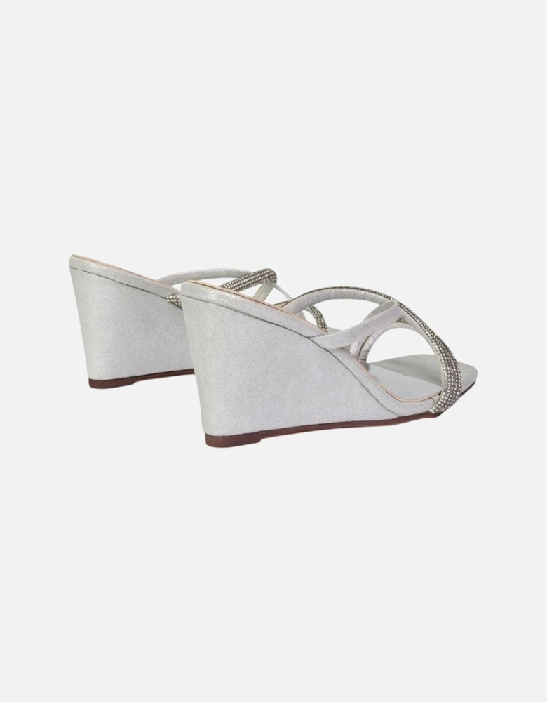 Womens/Ladies Kinsley Diamante Strappy Wedge Sandals