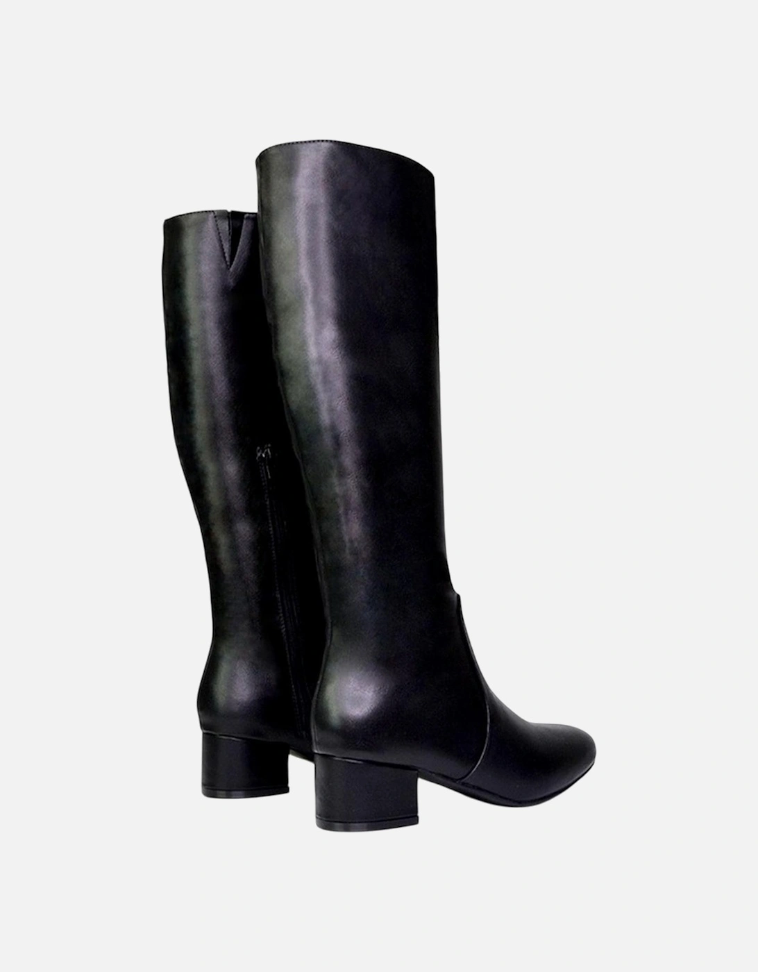Womens/Ladies Block Heel Zipped Knee-High Boots