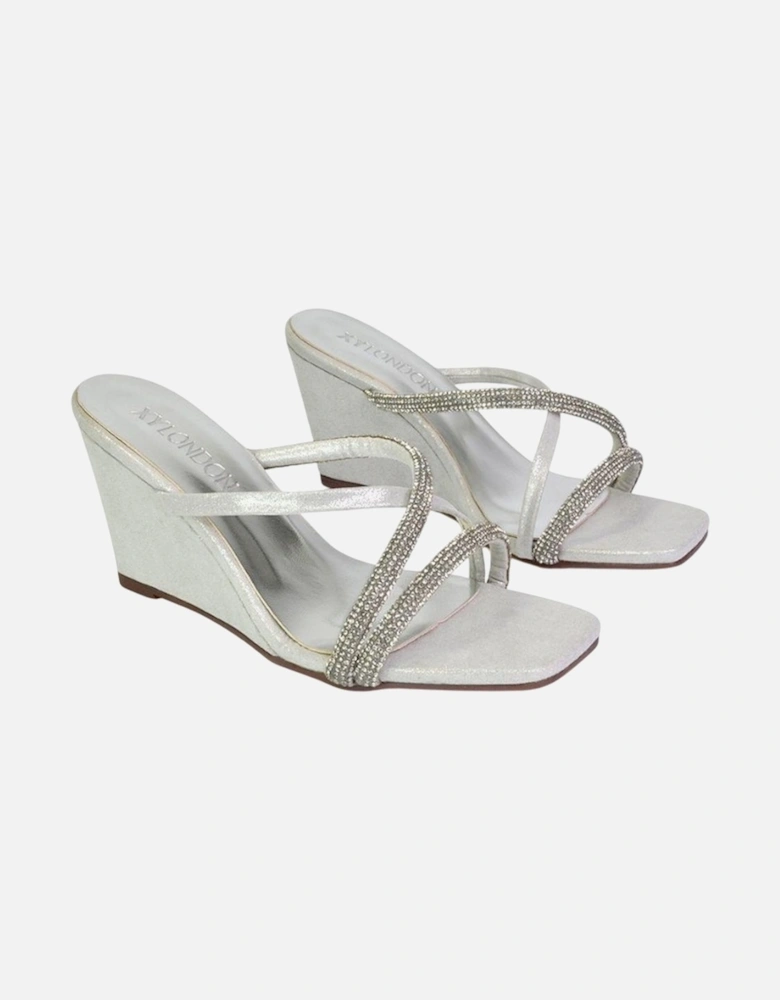 Womens/Ladies Kinsley Diamante Strappy Wedge Sandals