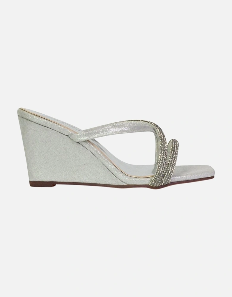 Womens/Ladies Kinsley Diamante Strappy Wedge Sandals