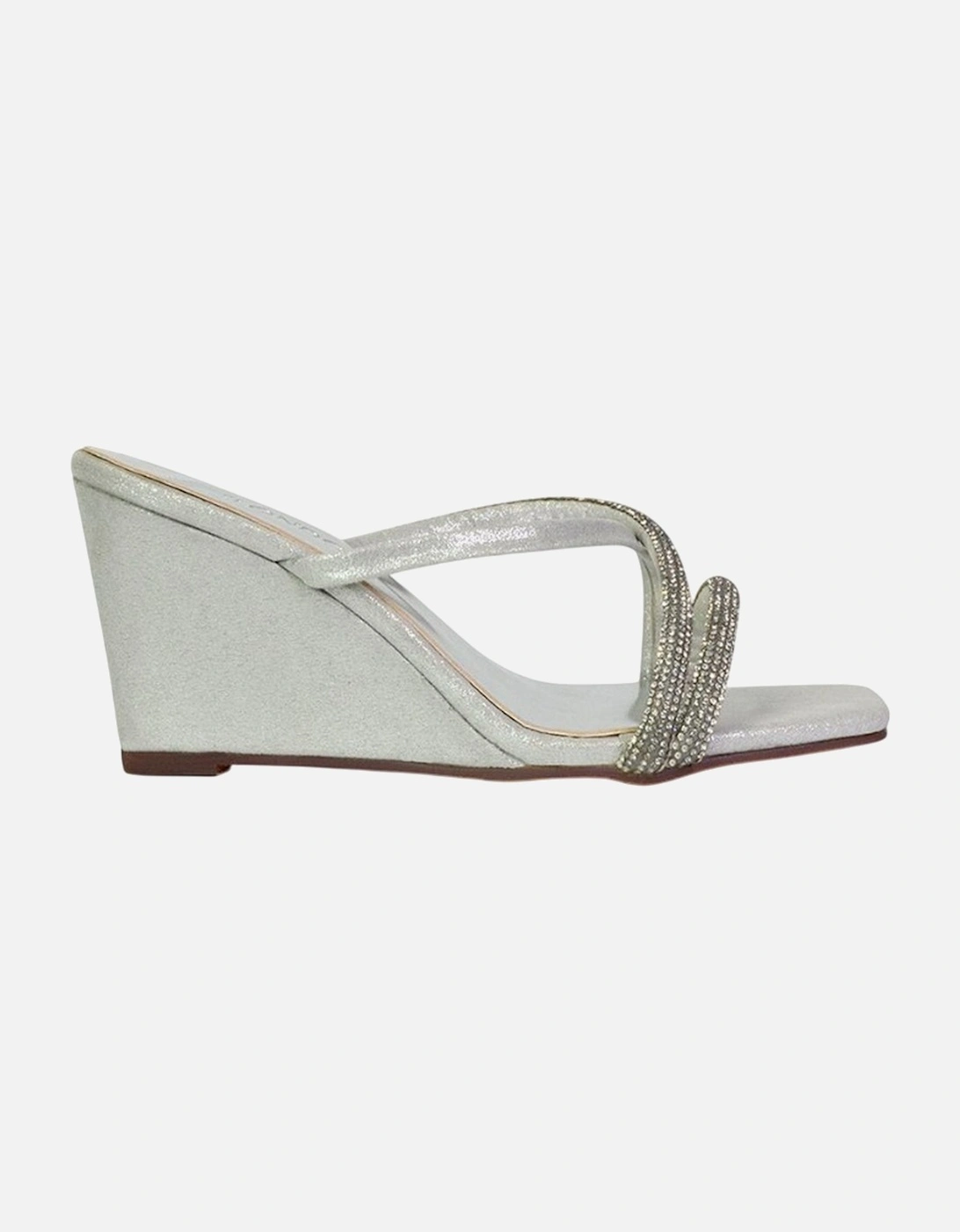 Womens/Ladies Kinsley Diamante Strappy Wedge Sandals, 6 of 5