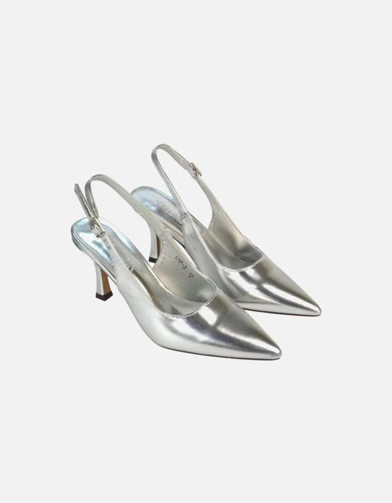 Womens/Ladies Valerie Metallic High Stiletto Heel Court Shoes
