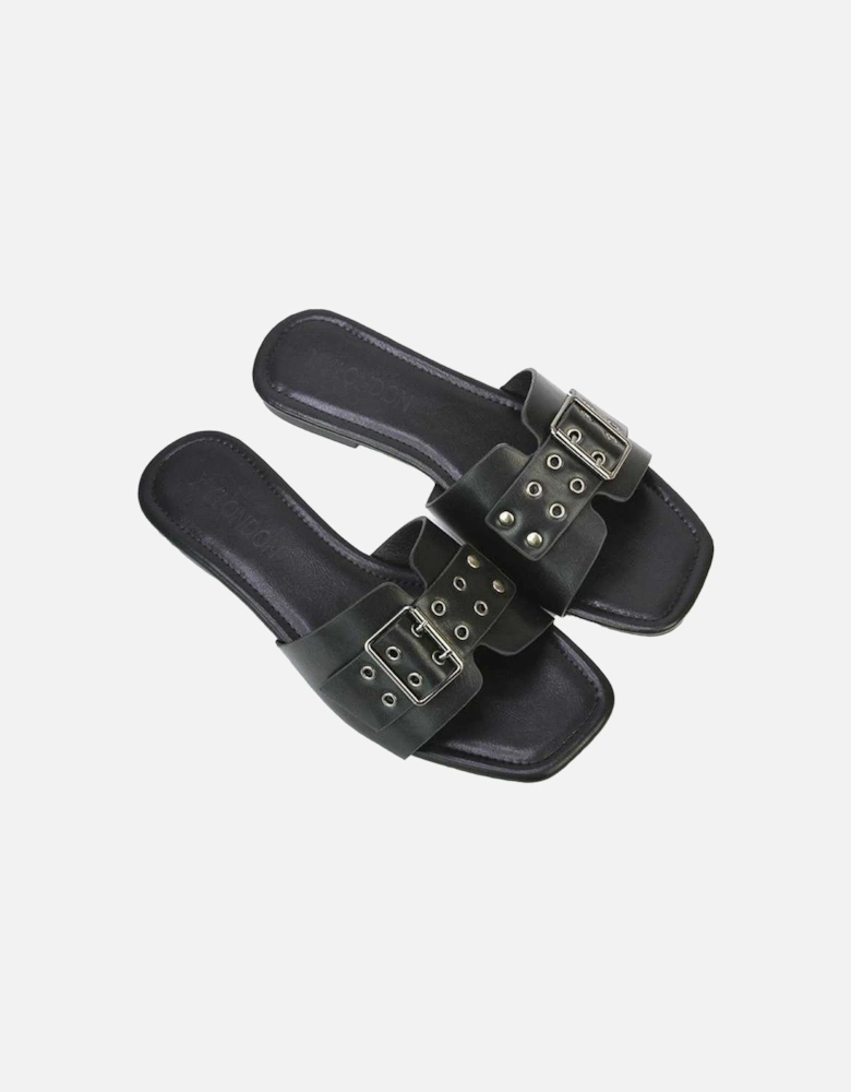 Womens/Ladies Inez Buckle Square Toe Strappy Flat Sandals