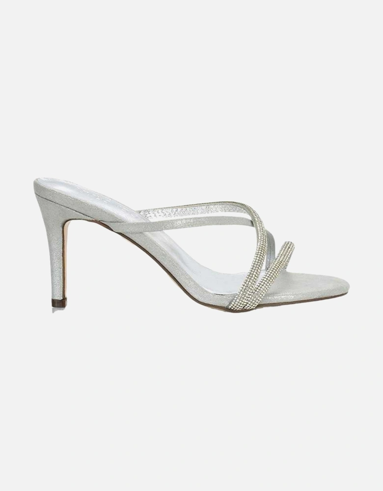 Womens/Ladies Teddie Diamante Crossover Strap Mule Sandals