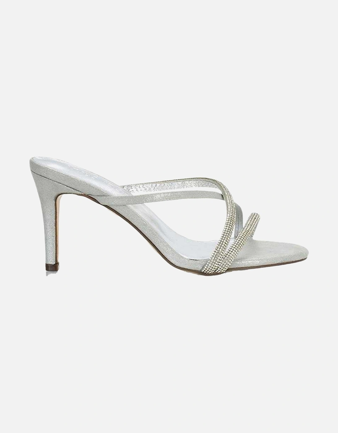 Womens/Ladies Teddie Diamante Crossover Strap Mule Sandals