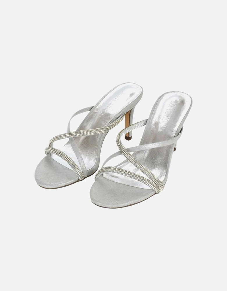 Womens/Ladies Teddie Diamante Crossover Strap Mule Sandals