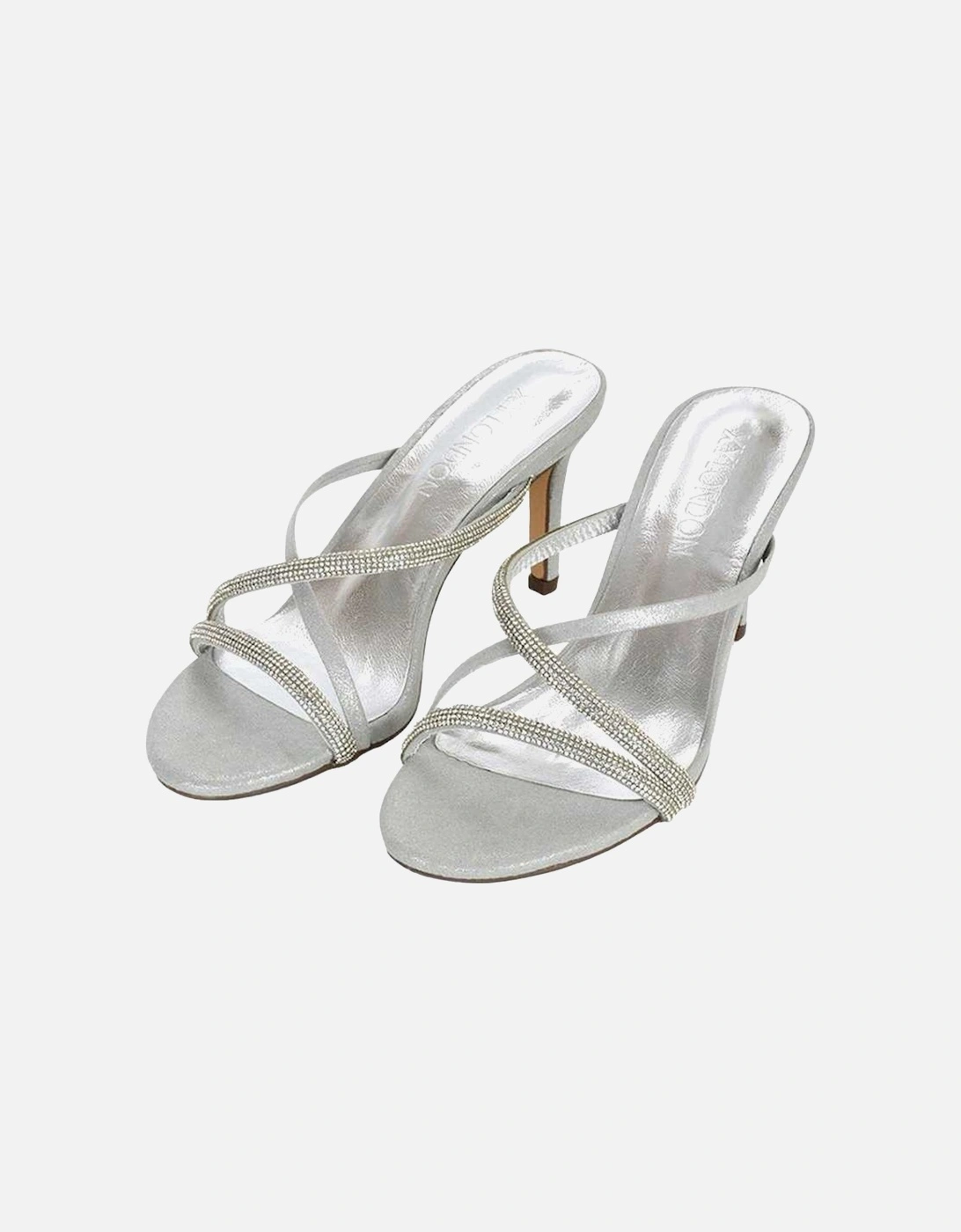 Womens/Ladies Teddie Diamante Crossover Strap Mule Sandals