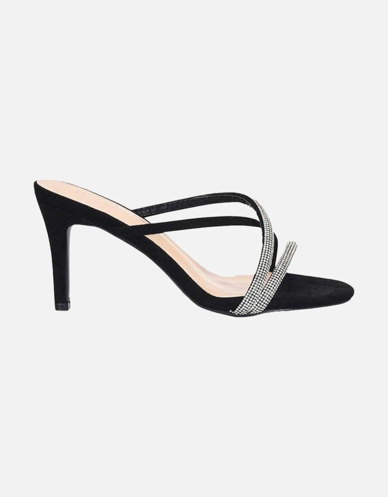 Womens/Ladies Teddie Diamante Crossover Strap Mule Sandals