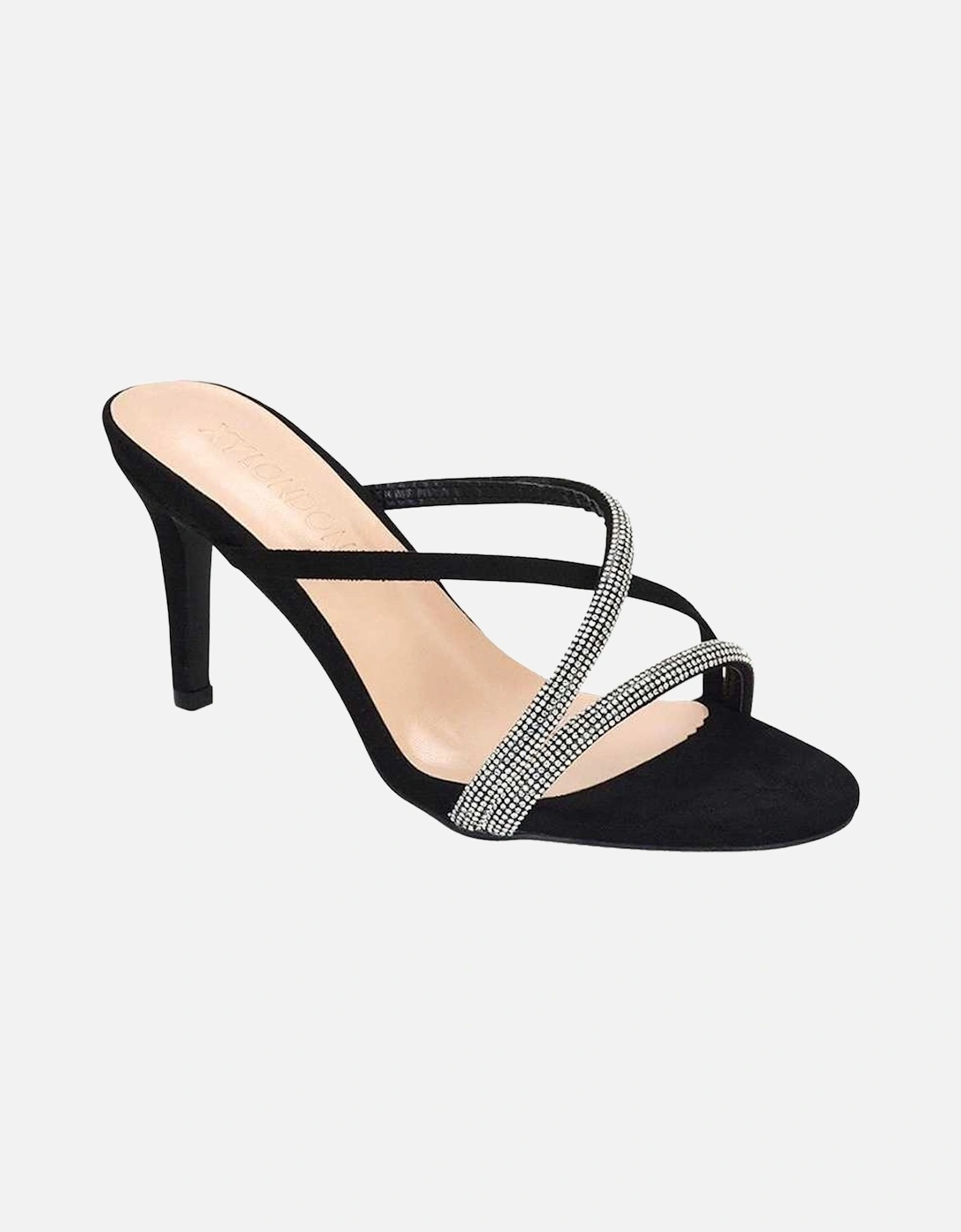 Womens/Ladies Teddie Diamante Crossover Strap Mule Sandals, 5 of 4