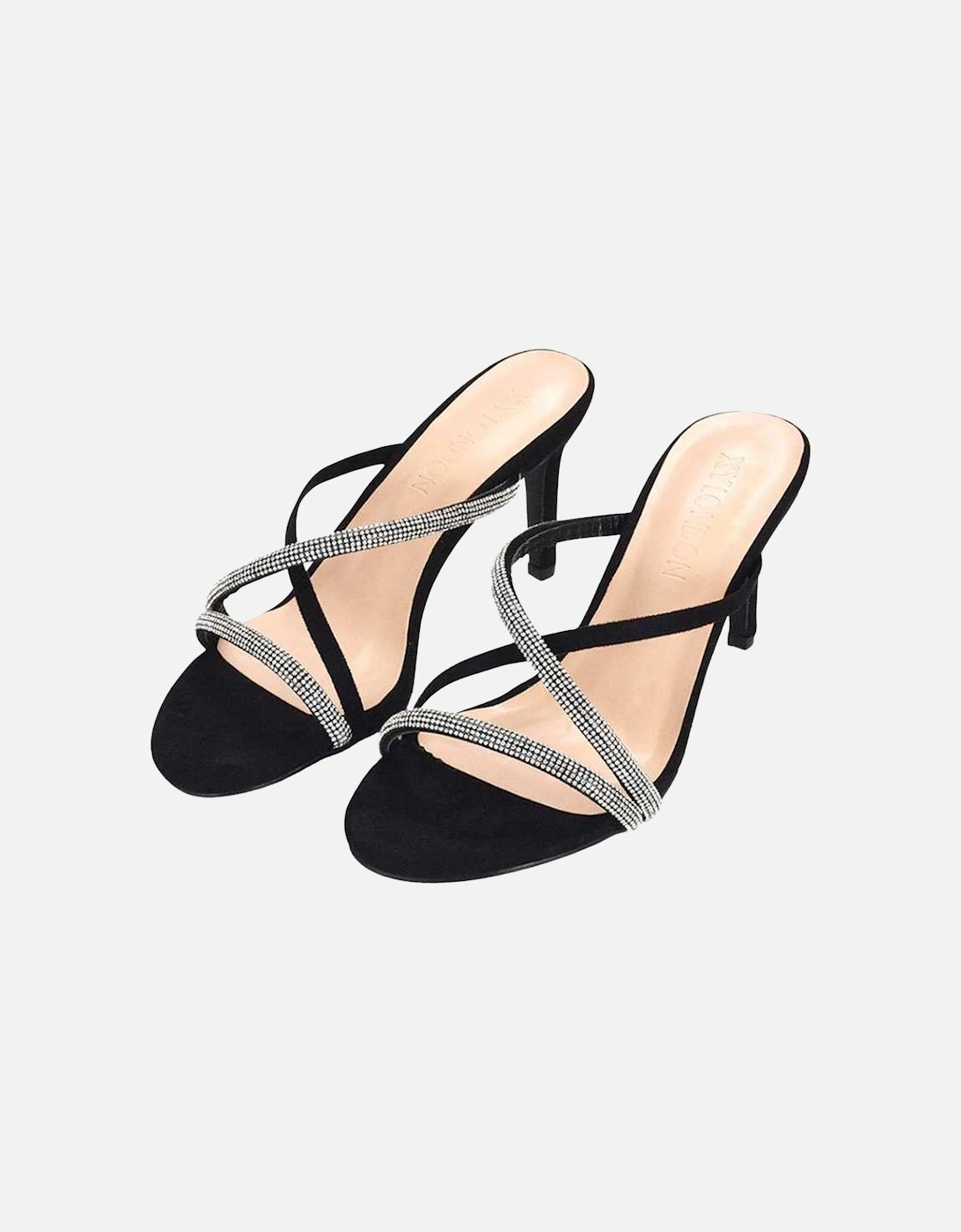 Womens/Ladies Teddie Diamante Crossover Strap Mule Sandals