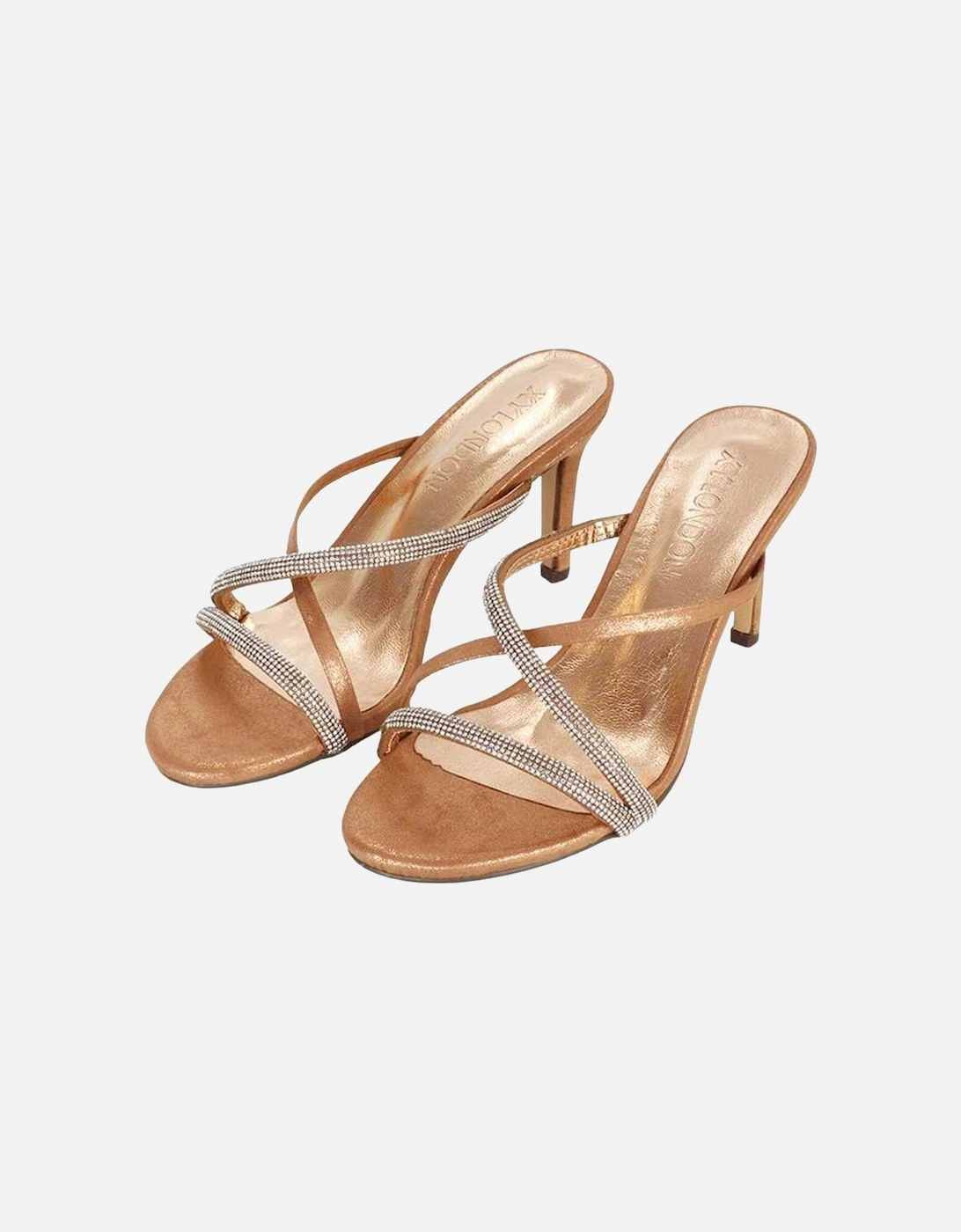 Womens/Ladies Teddie Diamante Crossover Strap Mule Sandals