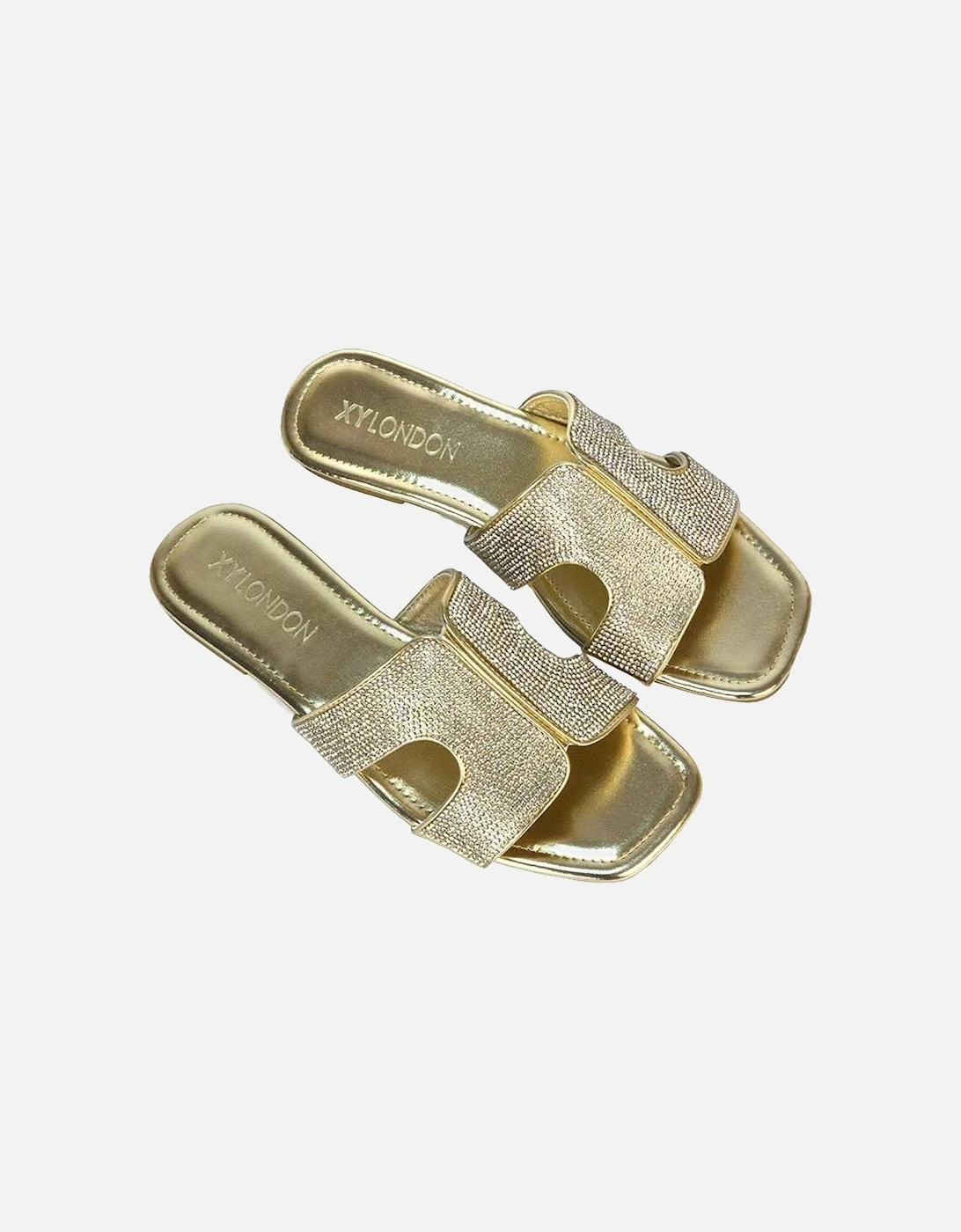 Womens/Ladies Jamie Metallic Sparkly Diamante Flat Sandals