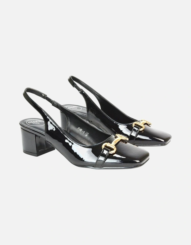 Womens/Ladies Selena Sling Back Medium Block Heel Ballet Shoes