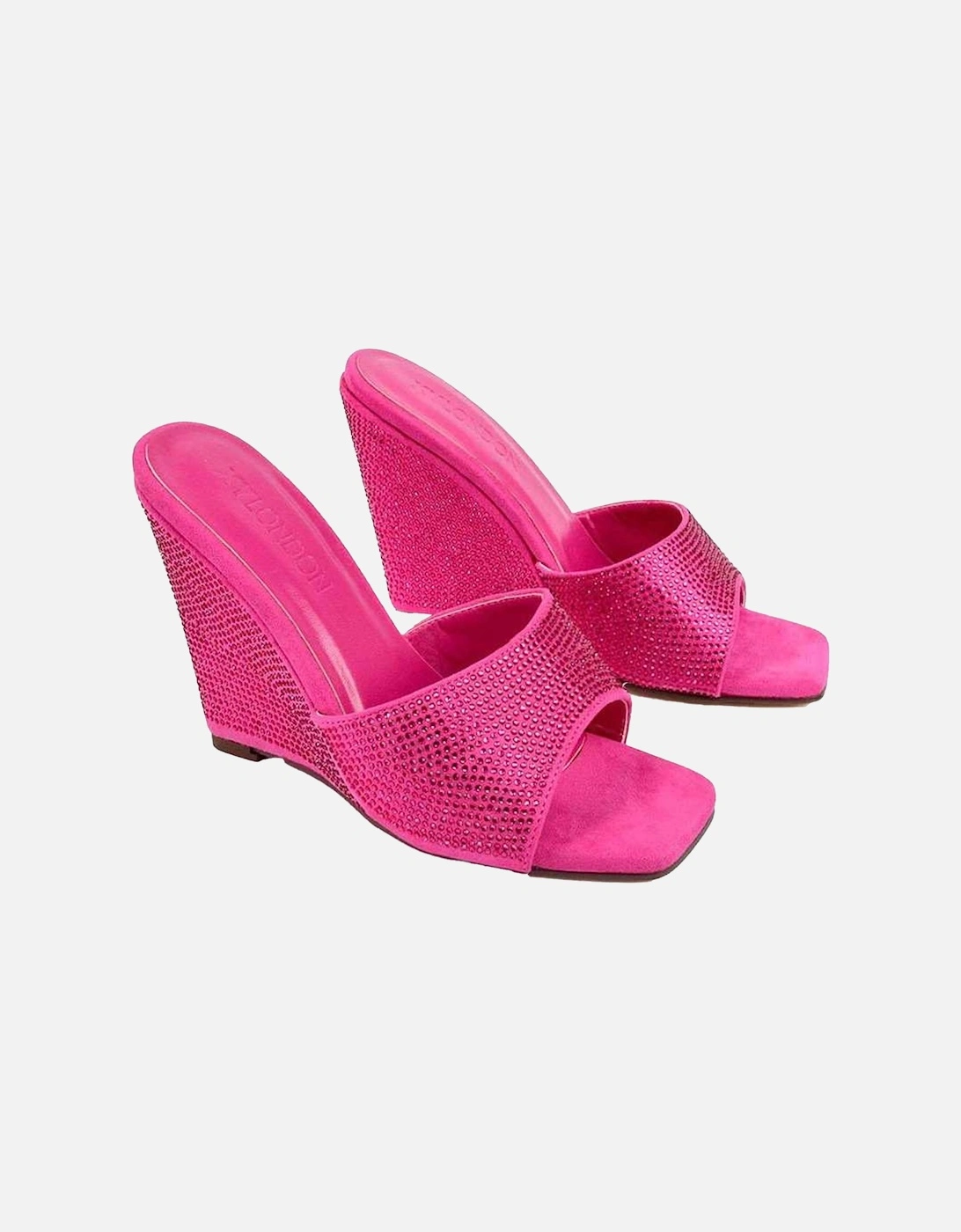 Womens/Ladies Peggie Rhinestone Wedge Mules