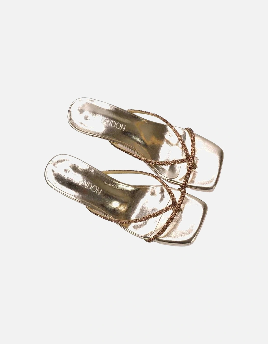 Womens/Ladies Megan Diamante Kitten Heel Mule Sandals