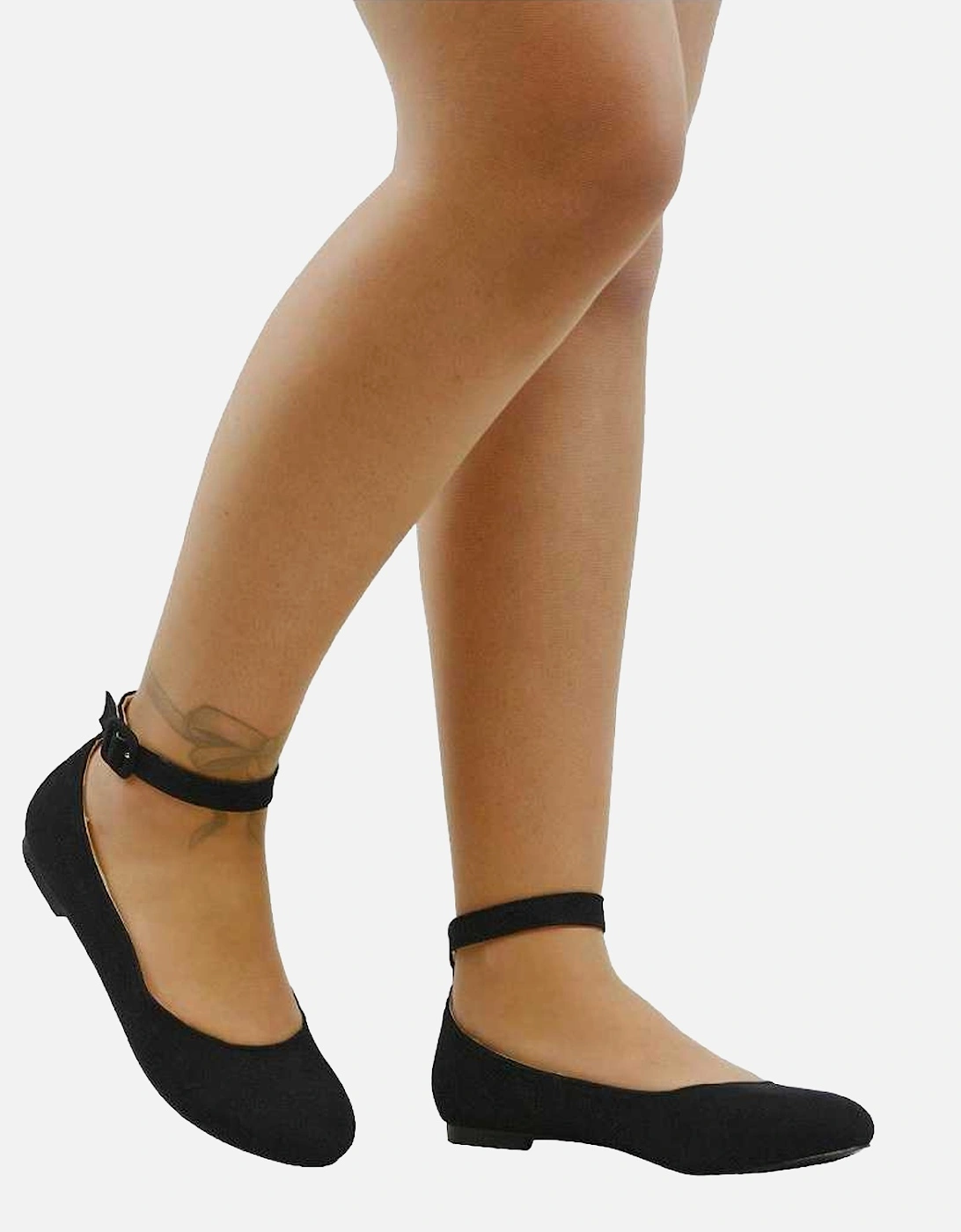 Womens/Ladies Kimmie Ankle Strap Ballerina Flats