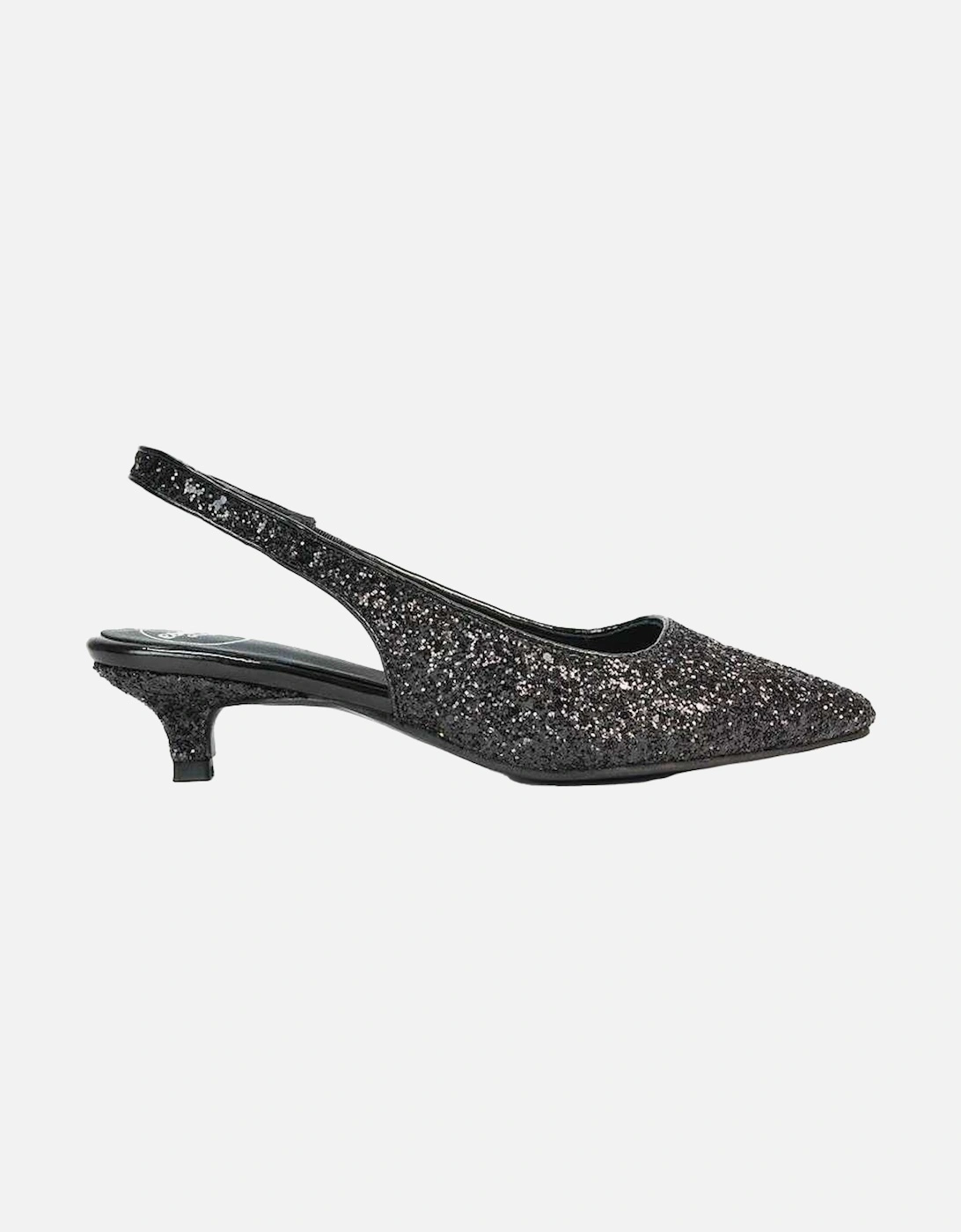 Womens/Ladies Gerri Glitter Sling Back Kitten Heel Court Pumps
