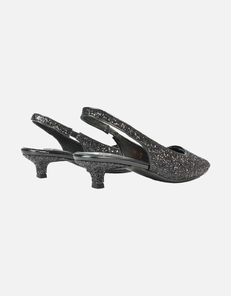 Womens/Ladies Gerri Glitter Sling Back Kitten Heel Court Pumps