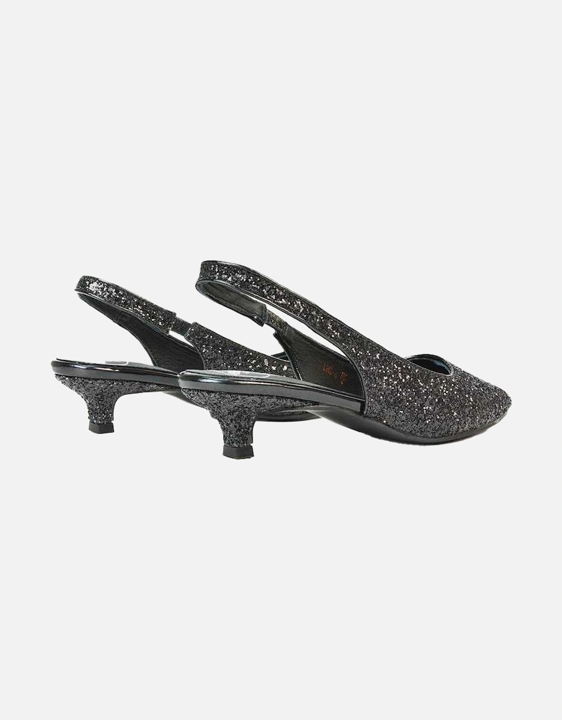 Womens/Ladies Gerri Glitter Sling Back Kitten Heel Court Pumps